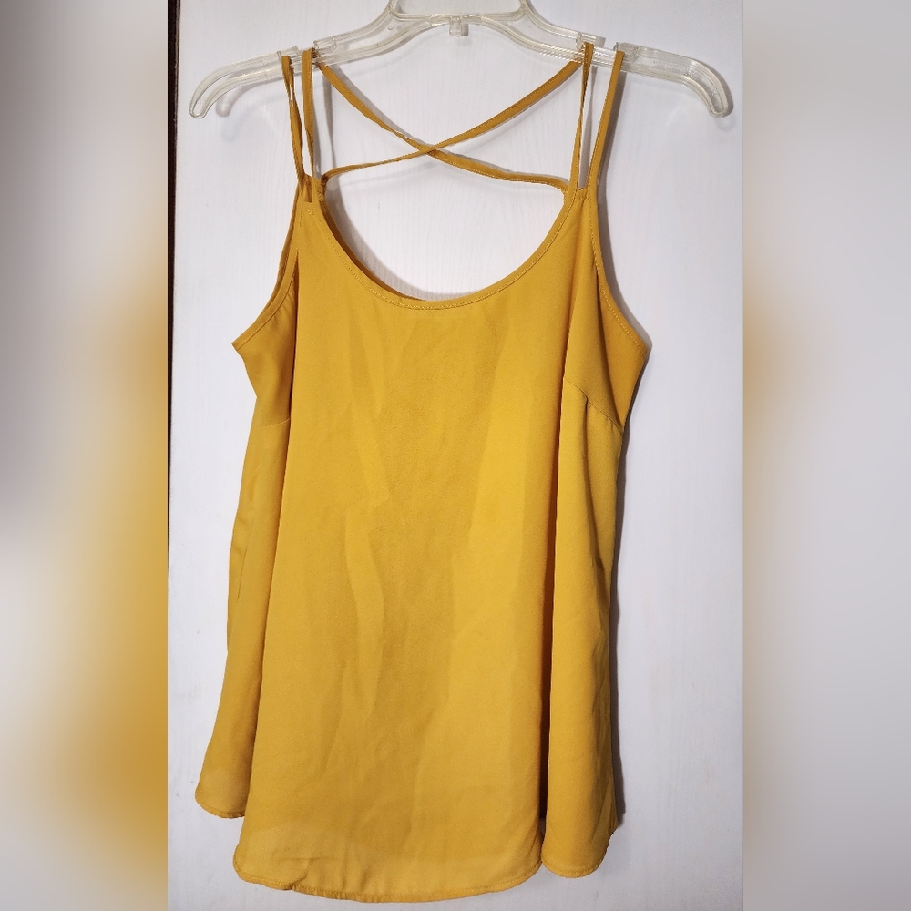 Pink Rose - Mustard Yellow Spaghetti Straps. Size L